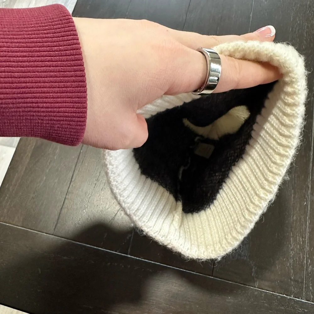 C.C Black and White Leopard Print Hat with Pom Pom - Picture 3 of 3